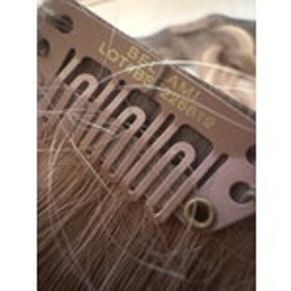 BELLAMI Silk Seam 20” 180g Pearl Blonde Highlight Clip In Hair Extension Beachy - Picture 6 of 14